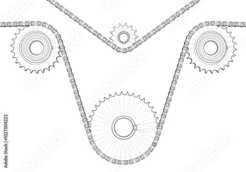 Chain transmission on a white background.