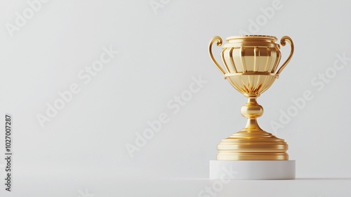 A polished golden trophy mockup on a pedestal against a crisp white backdrop, ideal for showcasing awards and recognition designs.