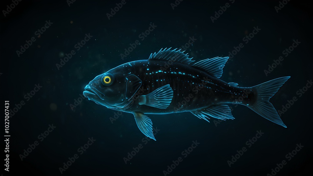 Bioluminescent Fish Glowing in a Dark Ocean Trench – Deep-Sea Life Exploration Bioluminescent Fish Glowing in a Dark Ocean Trench – Deep-Sea Life Exploration