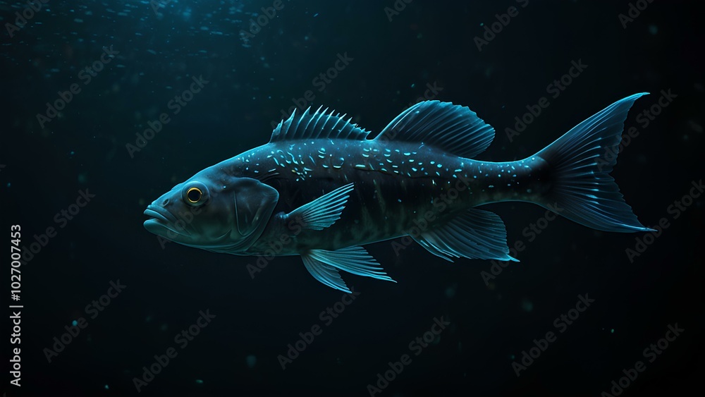 Bioluminescent Fish Glowing in a Dark Ocean Trench – Deep-Sea Life Exploration Bioluminescent Fish Glowing in a Dark Ocean Trench – Deep-Sea Life Exploration
