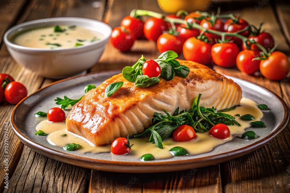 Salmon Fillet with Spinach and Cherry Tomatoes in Creamy Sauce - Delicious Healthy Recipe Salmon Fillet with Spinach and Cherry Tomatoes in Creamy Sauce - Delicious Healthy Recipe