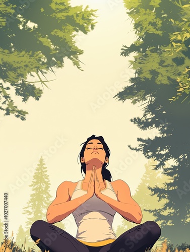 Wallpaper Mural Woman meditating outdoors in forest setting Torontodigital.ca