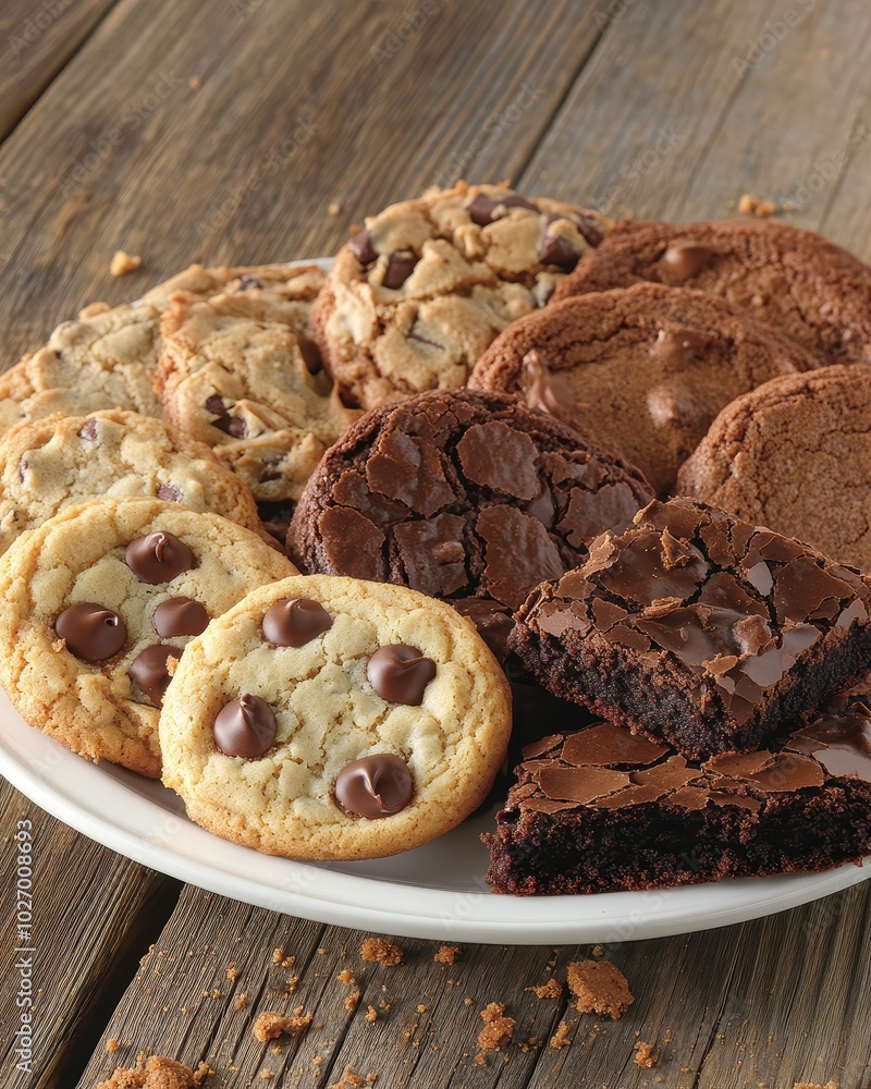 Photorealistic Brownies and Cookies with Natural Background Photorealistic Brownies and Cookies with Natural Background
