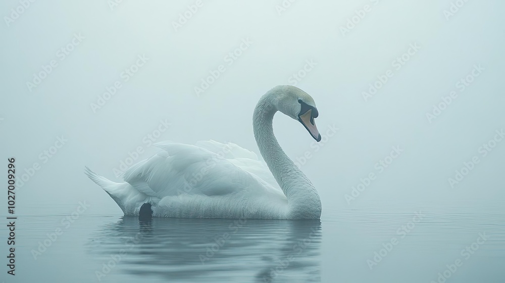 Frontal view of a graceful swan, minimalist lines capturing elegance and tranquility, serene pastel colors Frontal view of a graceful swan, minimalist lines capturing elegance and tranquility, serene pastel colors