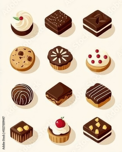 Modern Vector Image of Brownies and Cookies