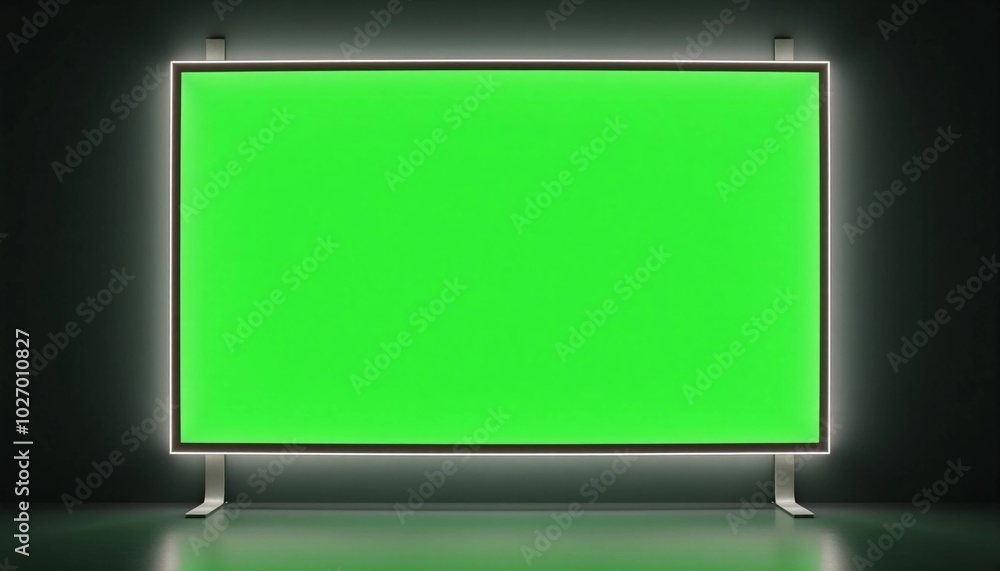 Green Screen Billboard with Neon Frame on Dark Background
Green Screen Billboard with Neon Frame on Dark Background