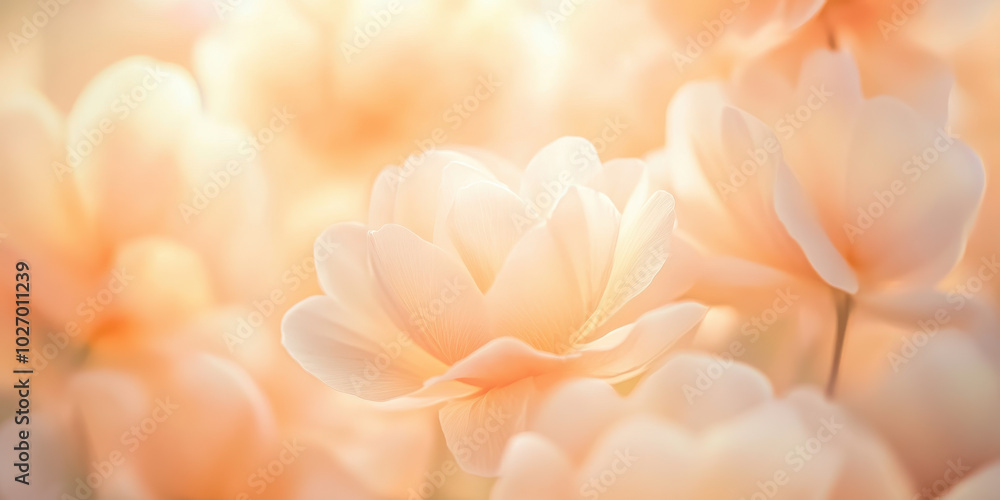 Soft pastel petals glowing in serene sunlight Soft pastel petals glowing in serene sunlight