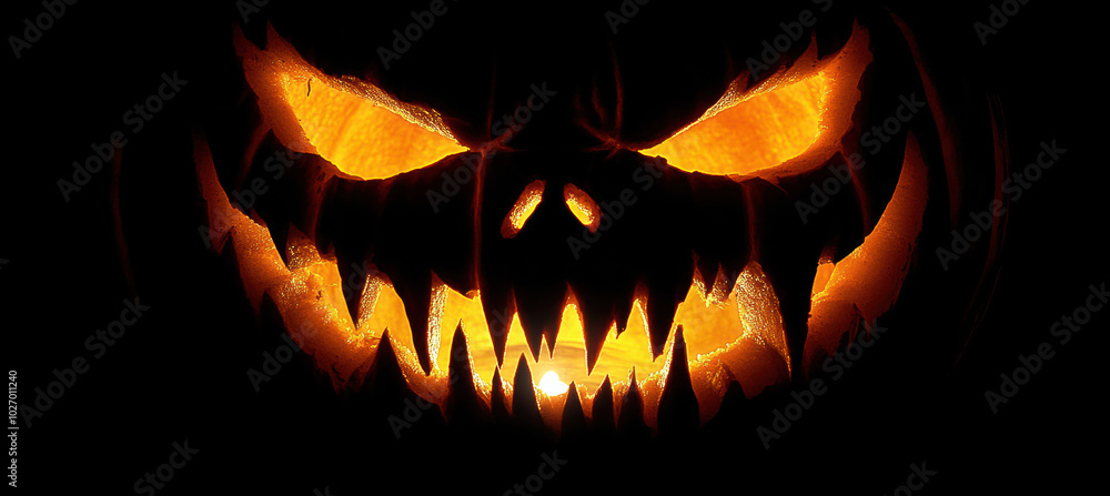 Eerie Jack-o'-Lantern Candlelit Silhouette Eerie Jack-o'-Lantern Candlelit Silhouette
