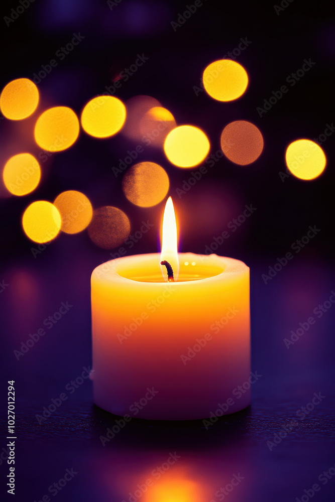 Warm Glow of a Single White Candle Warm Glow of a Single White Candle