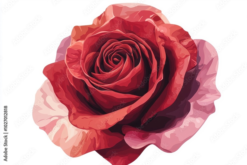 A flat style illustration of a red rose, isolate on white background, featuring bold outlines and bright colors. A flat style illustration of a red rose, isolate on white background, featuring bold outlines and bright colors.
