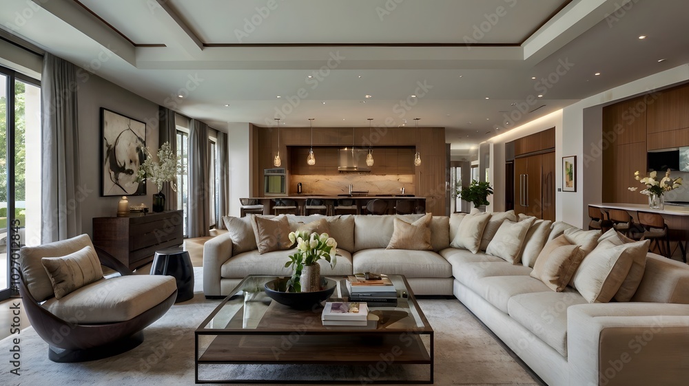 a living room with a couch coffee table and a coffee table