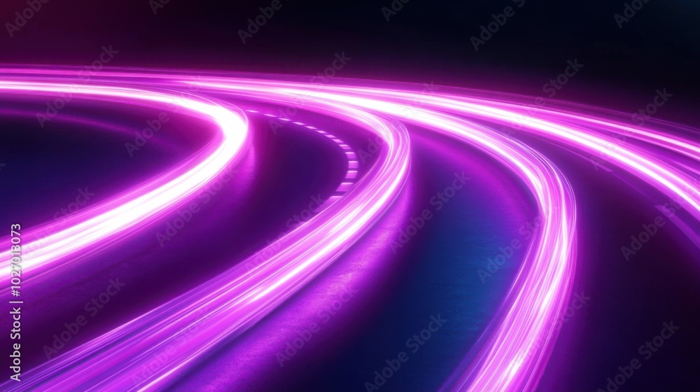 Gradient of seafoam to lavender neon road speed. Light abstract laser trace from the movement of cars. LED curves fast strips. Gradient of seafoam to lavender neon road speed. Light abstract laser trace from the movement of cars. LED curves fast strips.