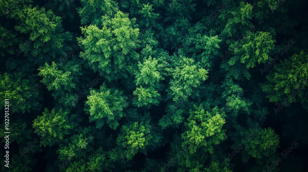 Aerial view of a dense forest, showing a thick canopy of green trees. Aerial view of a dense forest, showing a thick canopy of green trees.