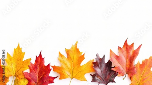 Colorful Autumn Leaves on White Background