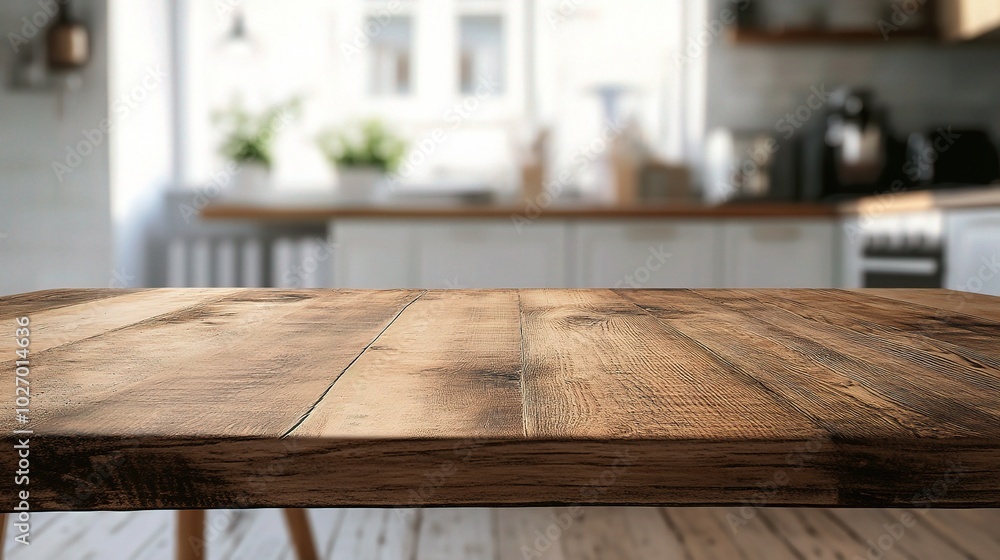 Rustic Wooden Table in Modern Kitchen Setting Rustic Wooden Table in Modern Kitchen Setting