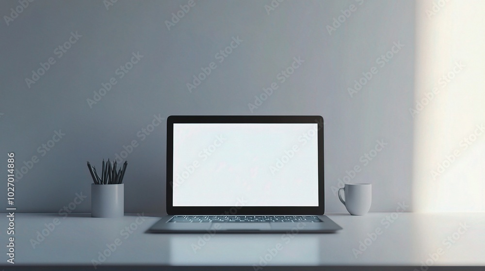 Minimalist Workspace with Computer and Accessories Minimalist Workspace with Computer and Accessories