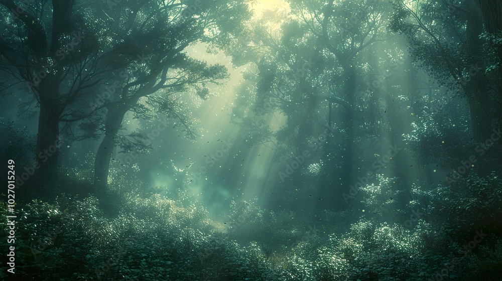 Enchanted Forest: Sunbeams Through Mist Enchanted Forest: Sunbeams Through Mist