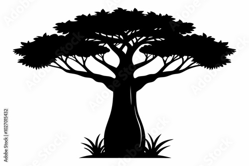 
Baobab Tree Silhouette, Baobab Tree Vector Illustration, Baobab Tree Vintage Logo Vector
