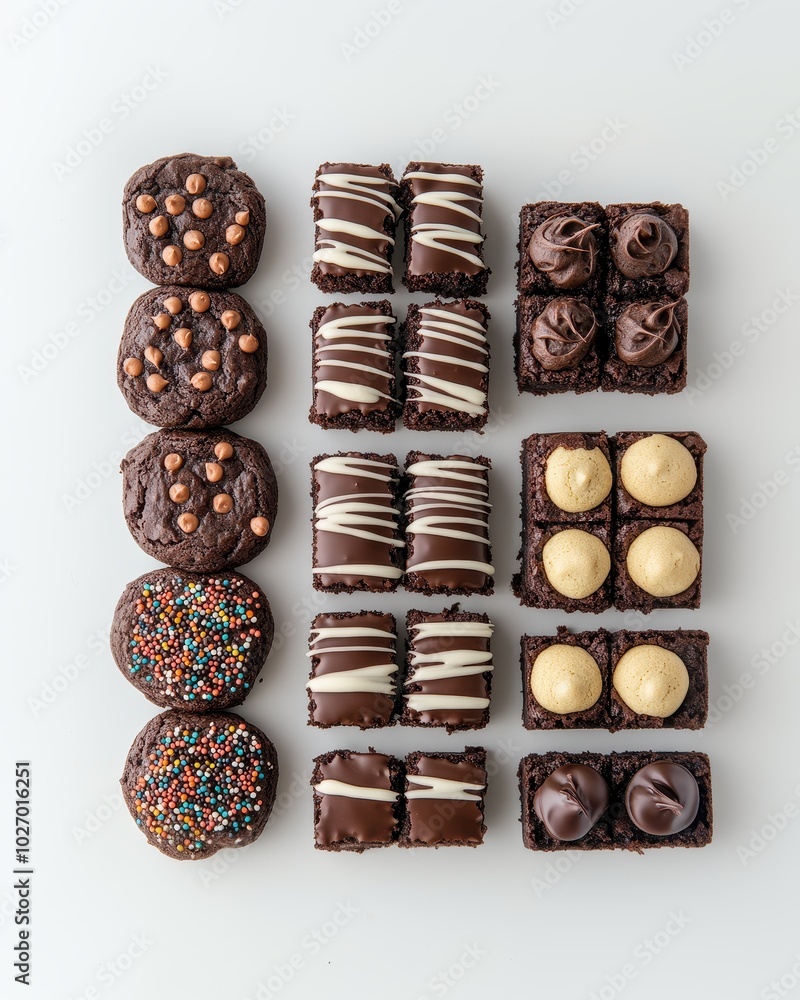 Brownies and Cookies on White Background Brownies and Cookies on White Background