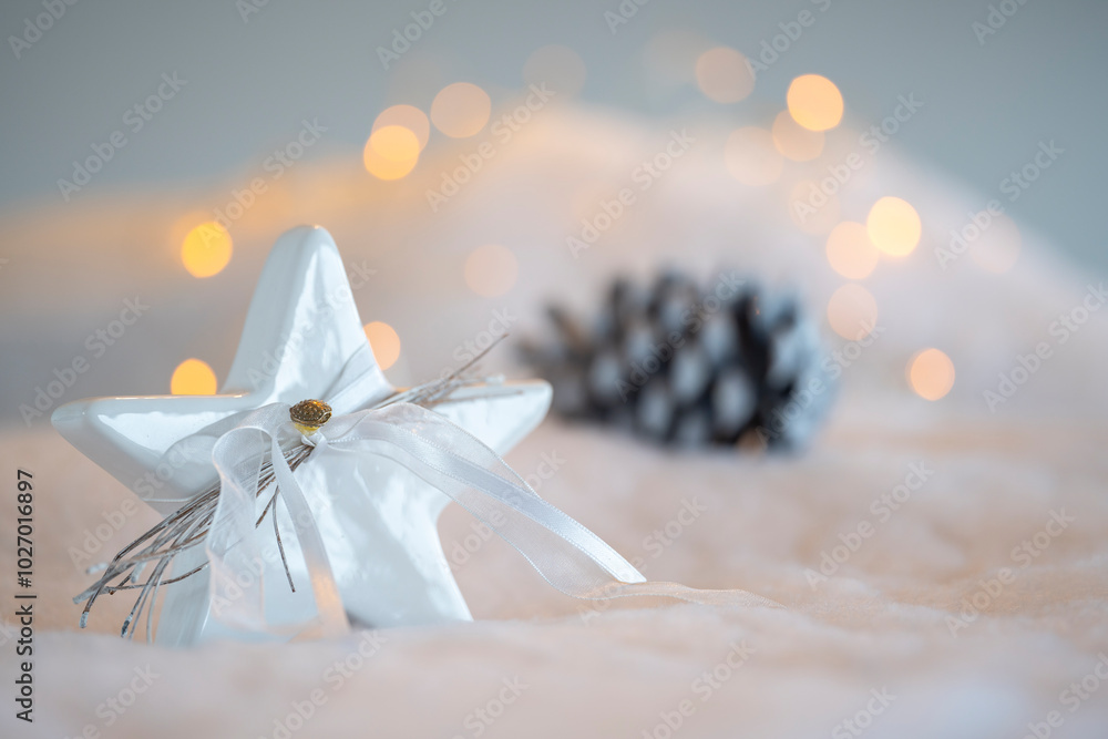 Atmospheric blue and purple christmas greeting card with soft bokeh lights. Atmospheric blue and purple christmas greeting card with soft bokeh lights.