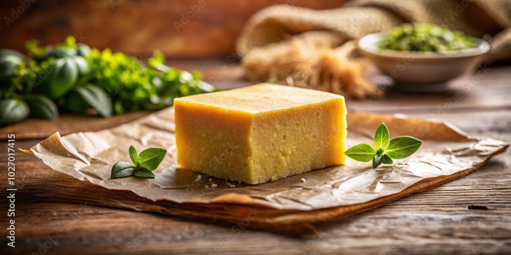 Single Vegetarian Bouillon Cube on Paper for Culinary and Food Photography Single Vegetarian Bouillon Cube on Paper for Culinary and Food Photography