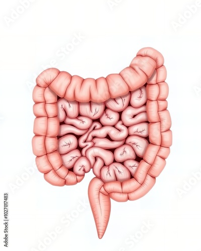 a close up of a diagram of a large intestive intestive. photo