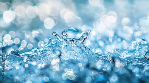 Wallpaper Mural Crystal-clear ice and water droplets with a light blue background Torontodigital.ca