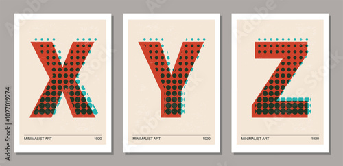Set of minimal 20s geometric design posters