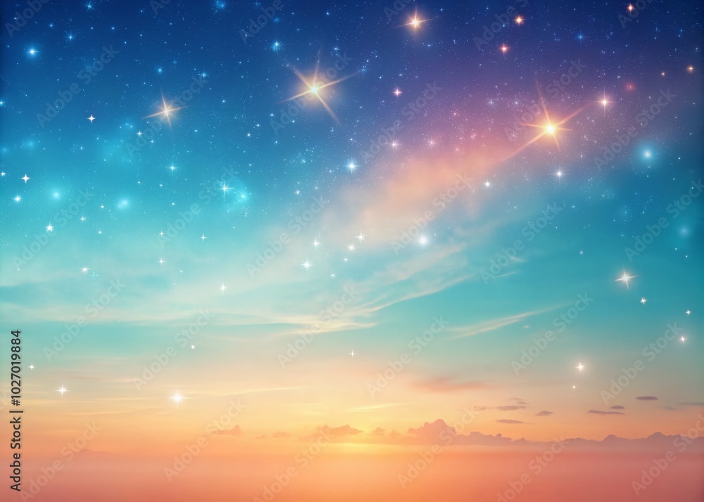Naklejka premium Soft Gradient Background with Distant Stars - Minimalist Starry Sky for Creative Projects