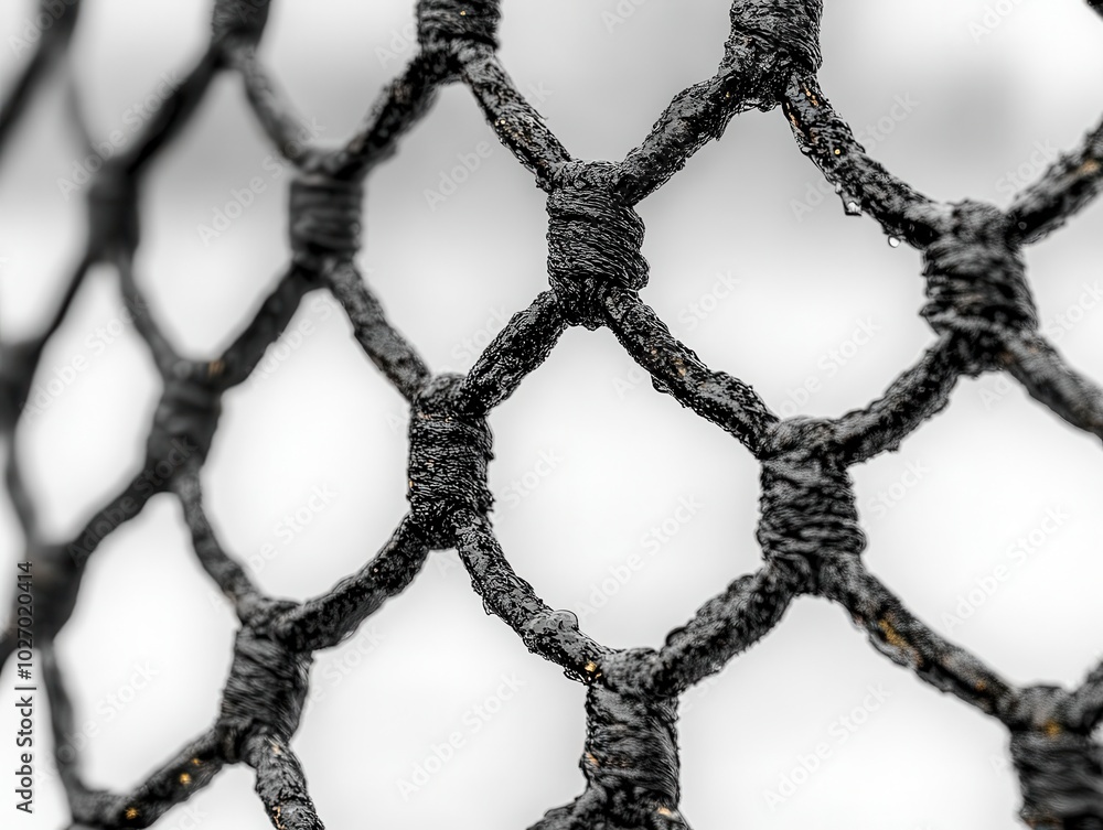 Naklejka premium seamless pattern featuring a soccer goal net design, intricate fishnet texture in black against a crisp white background, representing the sport's structure and dynamic energy