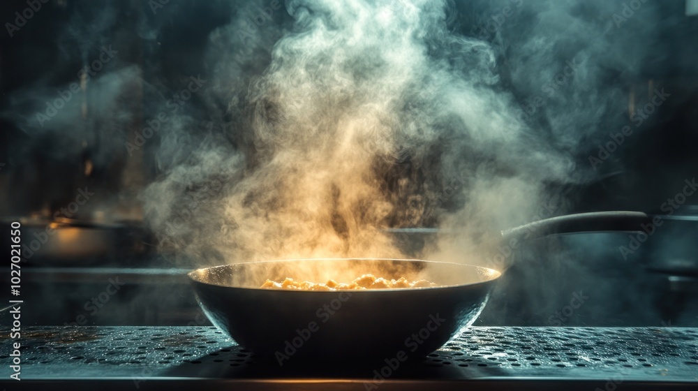 Smoke Rising from a Pan of Cooking Food Smoke Rising from a Pan of Cooking Food