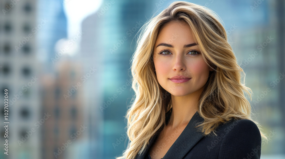 Young woman with blond hair poses confidently in urban setting during daytime Young woman with blond hair poses confidently in urban setting during daytime