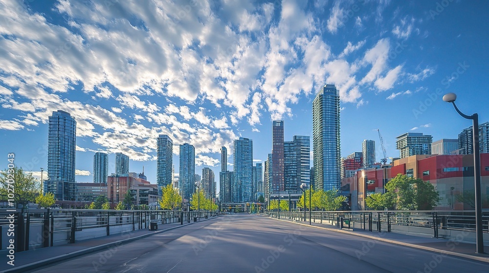 Urban Landscape with Modern Skyscrapers and Blue Sky Urban Landscape with Modern Skyscrapers and Blue Sky
