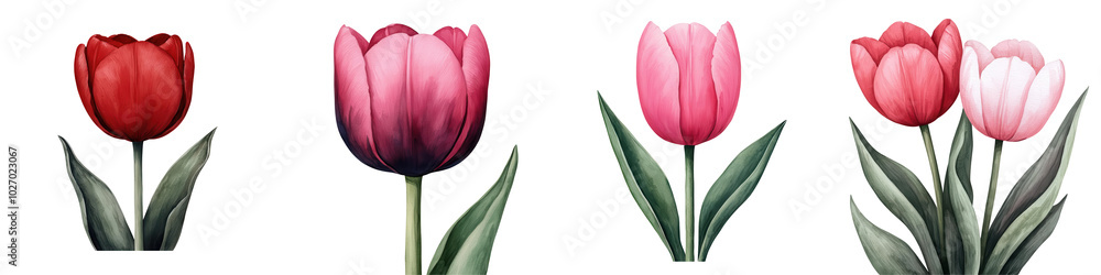 Collection of colorful tulip flowers. Collection of colorful tulip flowers.