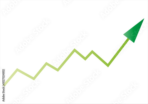 Flecha verde creciente de beneficios y ganancias