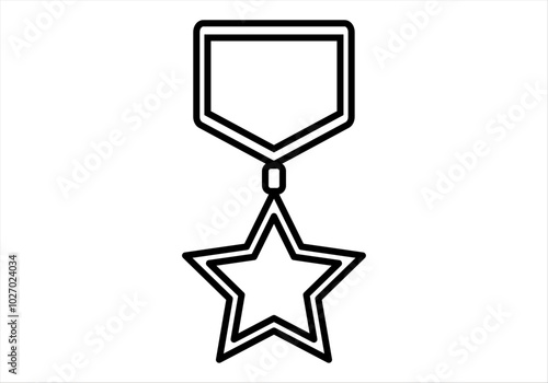 Icono negro de medalla o condecoración en estrella