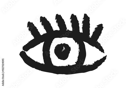 Ojo con pestañas dibujado con trazado de pincel negro