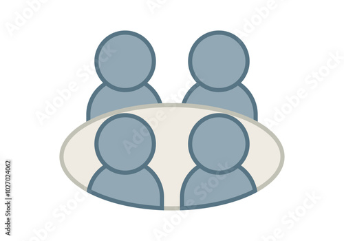 Icono de reunión de negocios representado con cuatro avatares en una mesa