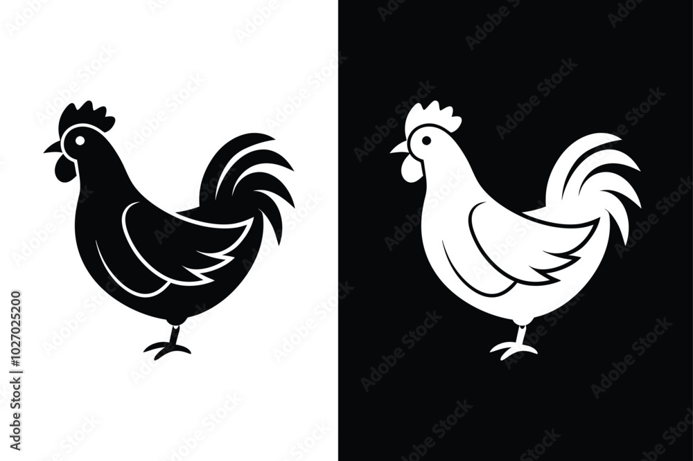 Fototapeta premium Stylish Chicken Icon. Modern Flat Design for Websites and Graphics