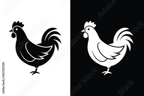 Stylish Chicken Icon. Modern Flat Design for Websites and Graphics