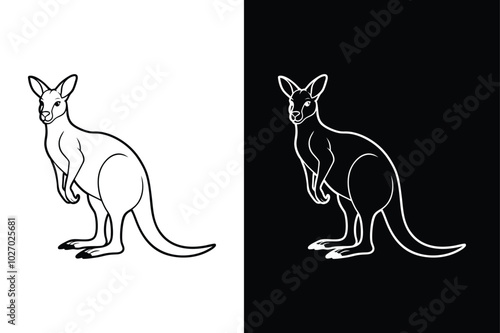 Minimalist Kangaroo Line Icon. Clean and Elegant Vector Illustration