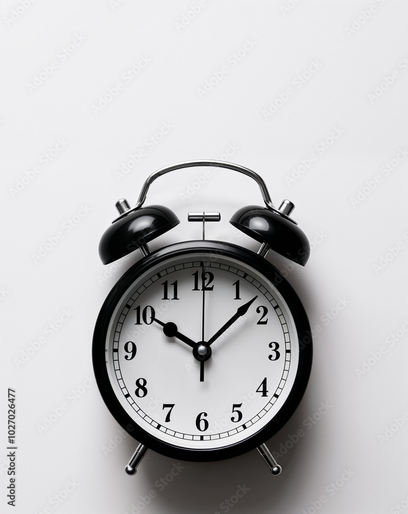 a clock with alarm bell ringing on plain white background a clock with alarm bell ringing on plain white background