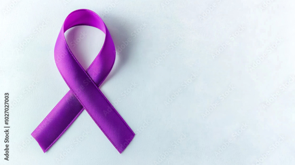 Support awareness with a purple ribbon shaped like lungs on a white background Support awareness with a purple ribbon shaped like lungs on a white background