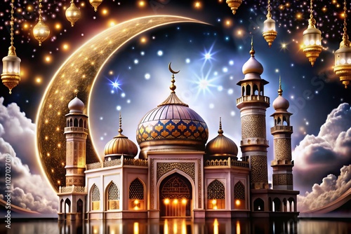 Wallpaper Mural Stunning Bokeh Mosque Illustration for Ramadan Celebration - Islamic Place of Worship Design Torontodigital.ca