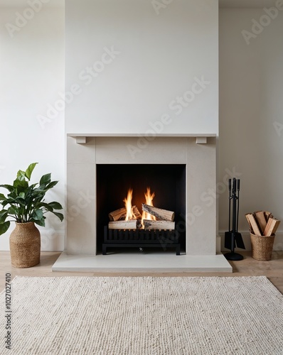 a fireplace with logs on plain white background