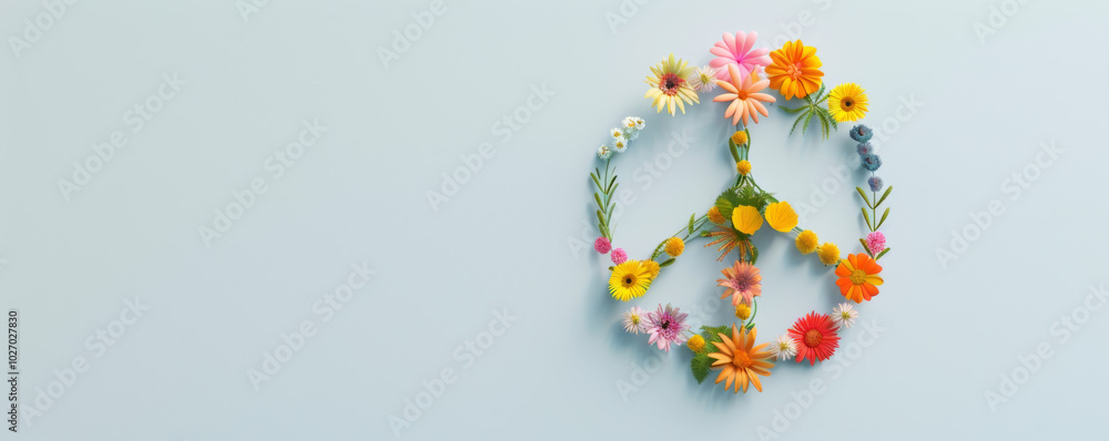 Obraz premium Vibrant flower peace sign illustration with isolated white background