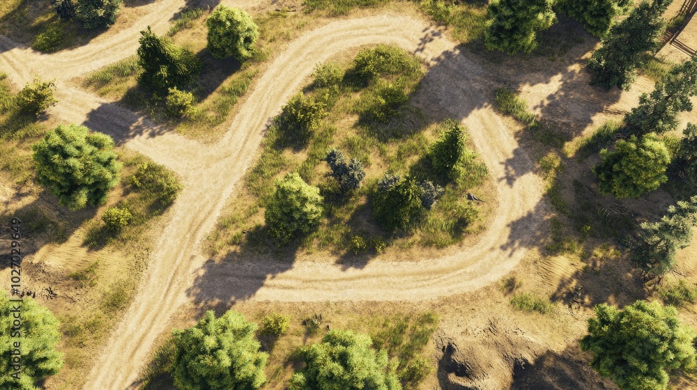 Top View of Ranch with Winding Dirt Paths Top View of Ranch with Winding Dirt Paths
