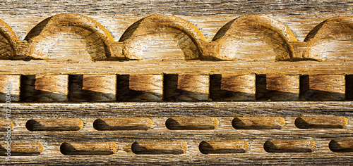 Beautiful patterns, wooden carved on the door.Ethnic background.