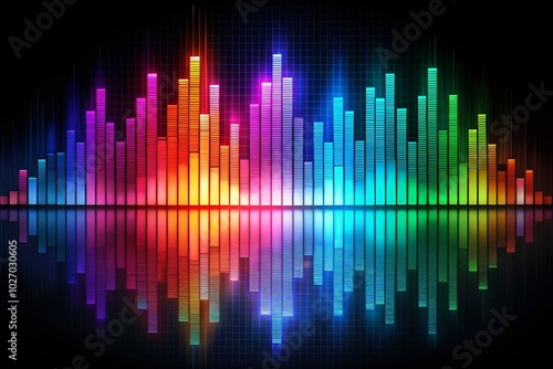 Stunning Drone Photography of Music Visualizer Equalizer Spectrum on Black Background for Vibrant Digital Art