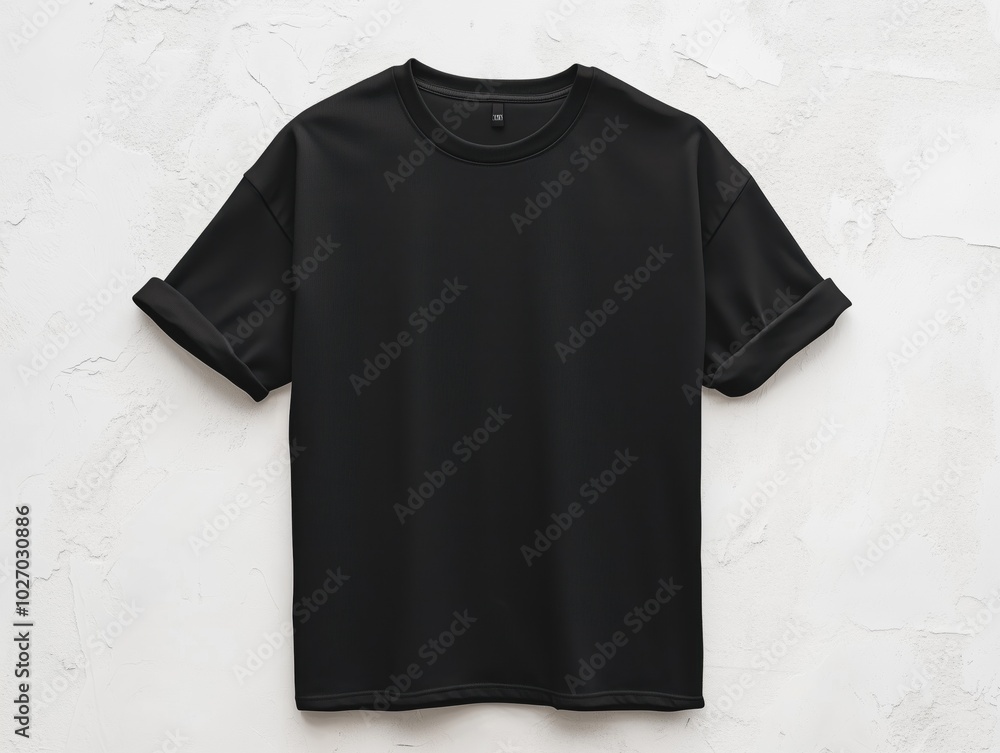 Flat lay black tshirt mockup. Lying shirt with rolled sleeves on plain white surface. Blank short sleeve t-shirt, front view. Crewneck casual tee. Unisex, gender neutral tee template
Flat lay black tshirt mockup. Lying shirt with rolled sleeves on plain white surface. Blank short sleeve t-shirt, front view. Crewneck casual tee. Unisex, gender neutral tee template